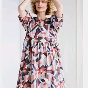 Offon 100% cotton lawn lexie dress puff sleeve